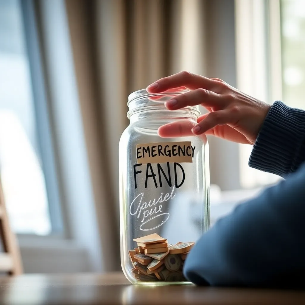 Persoon die geld opzij legt in een noodfonds potje
