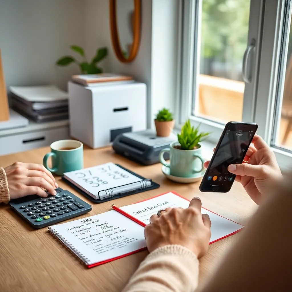 Persoon die munten telt en in een spaarpot stopt