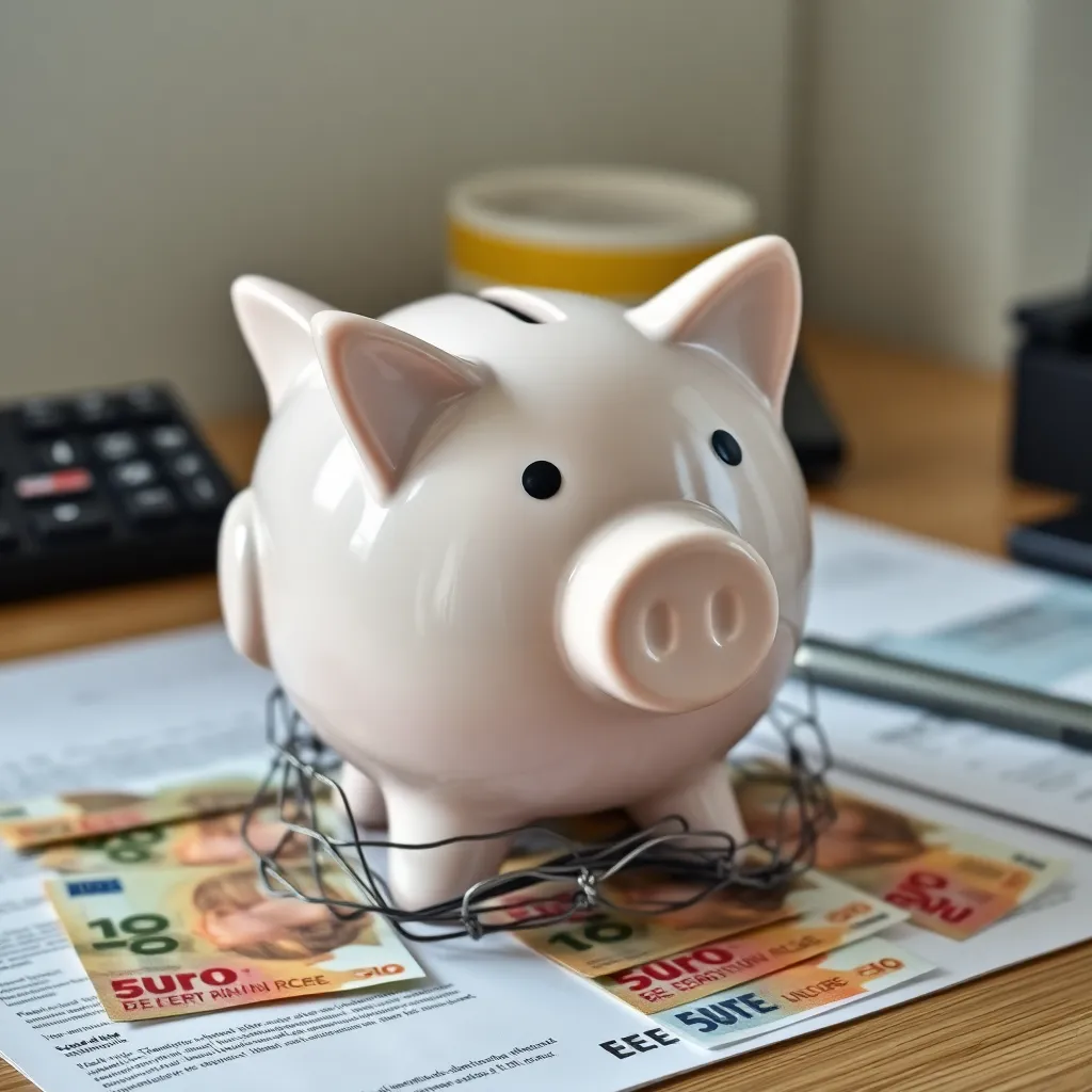 Persoon die financiële planning doet voor noodfonds op laptop